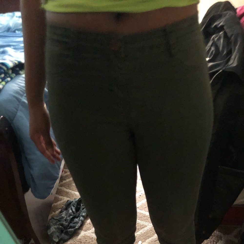 Green midi rise jeans